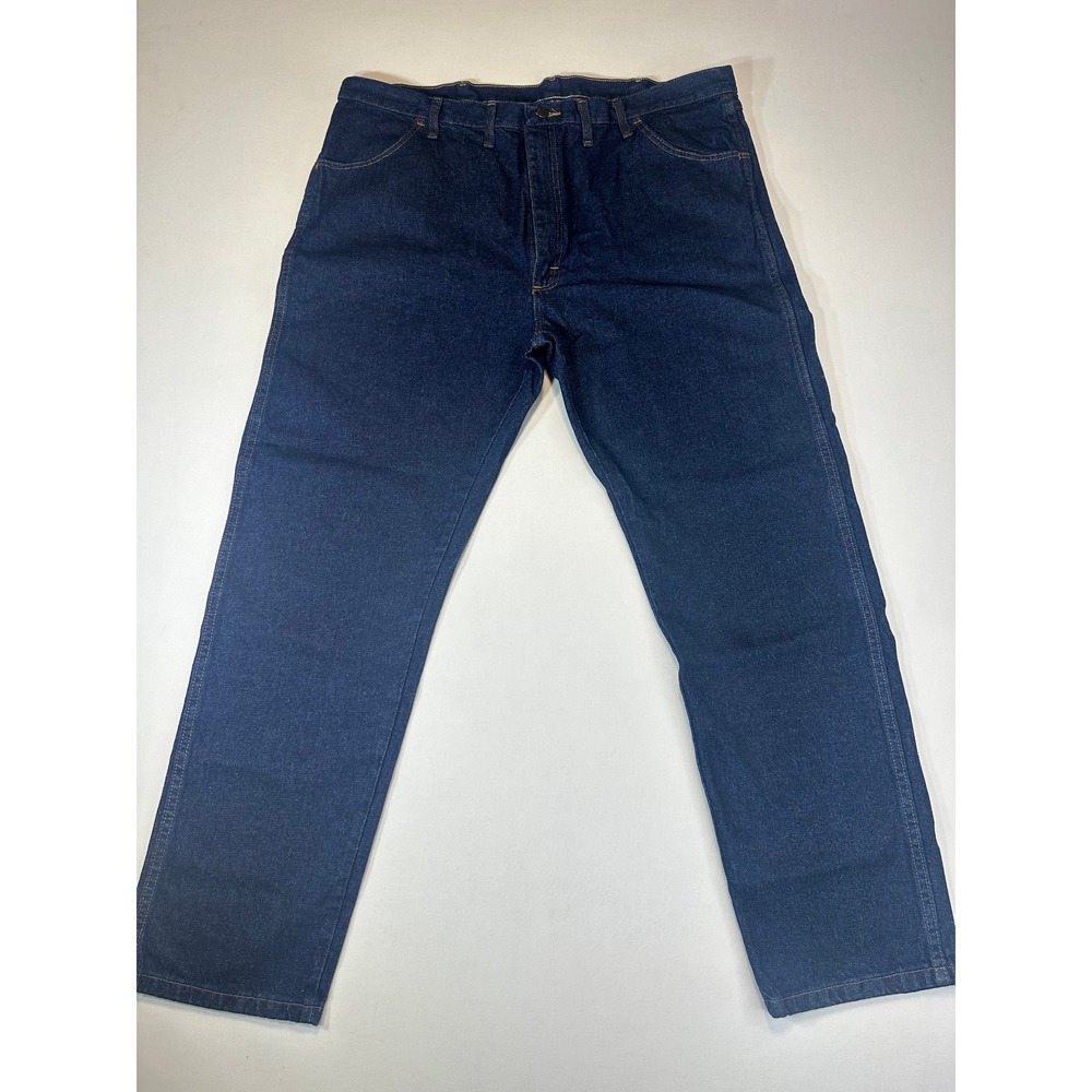 Rustler Wrangler Mens Regular Fit Jeans 44x32 Dark Indigo Heavyweight Denim New
